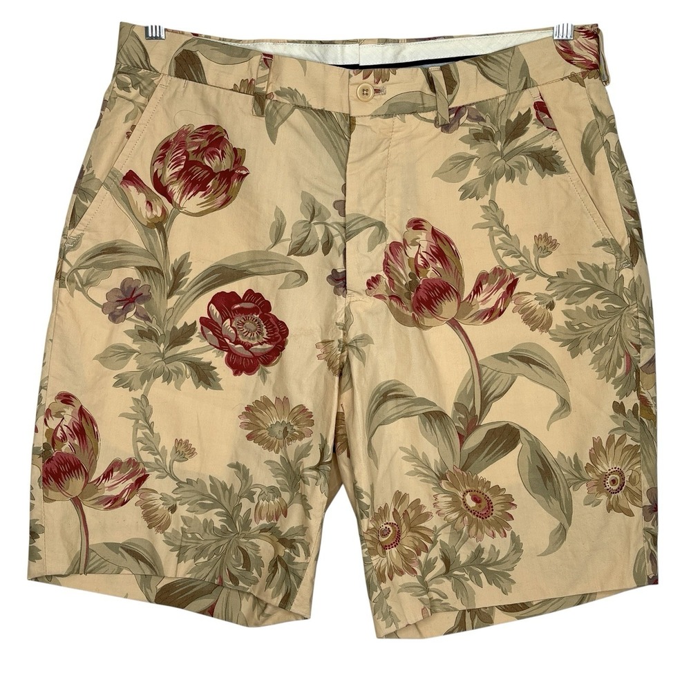 VTG Y2k Polo Ralph Lauren Floral Chino Shorts 30 Golf Button Fly Resort Cotton